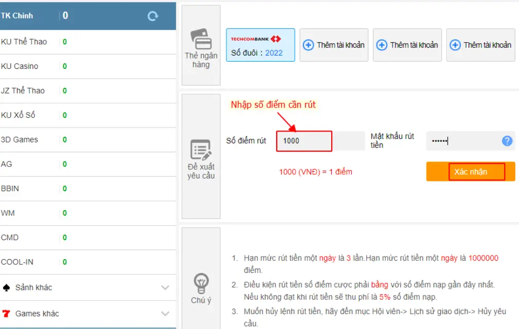 Hướng dẫn rút tiền Kubet